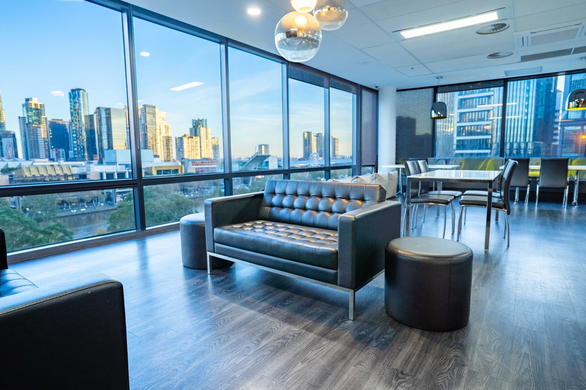 Student lounge at Bayside English College overlooking the Yarra River