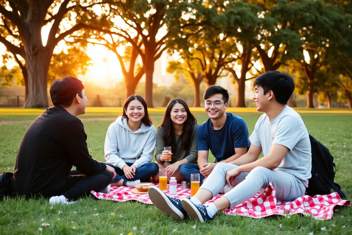 Students relaxing in a Melbourne park